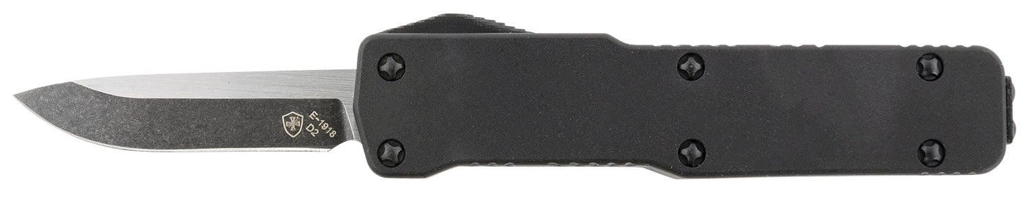 Templar Knife CABR321 Premium LW Micro 1.85" OTF Drop Point Plain D2 Steel Blade, Black Aluminum Handle, CA Legal
