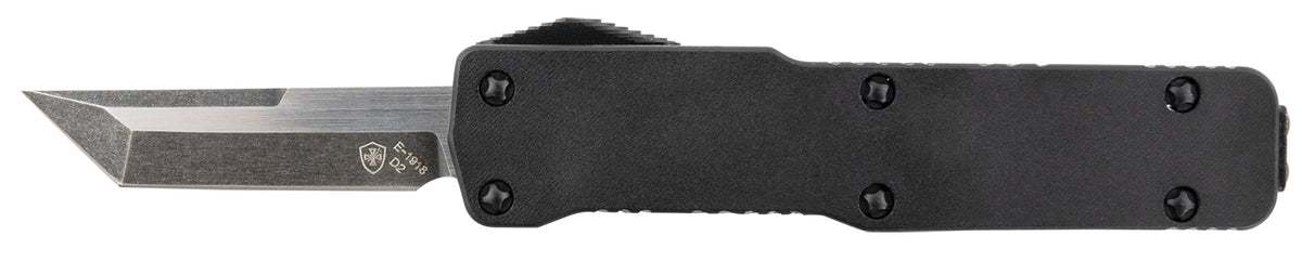 Templar Knife CABR221 Premium LW Micro OTF Tanto 1.85" Black Oxide Stonewashed D2 Steel Blade, 3.50" Black Aluminum Handle California Legal