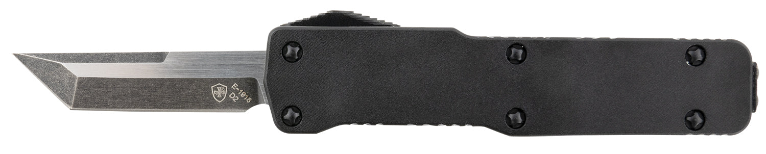 Templar Knife CABR221 Premium LW Micro OTF Tanto 1.85" Black Oxide Stonewashed D2 Steel Blade, 3.50" Black Aluminum Handle California Legal