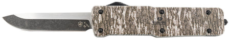Templar Knife LZMOB321 Premium Weighted Large 3.55" OTF Drop Point Black Oxide D2 Steel Blade, 5.25" Mossy Oak Bottomland Aluminum Handle