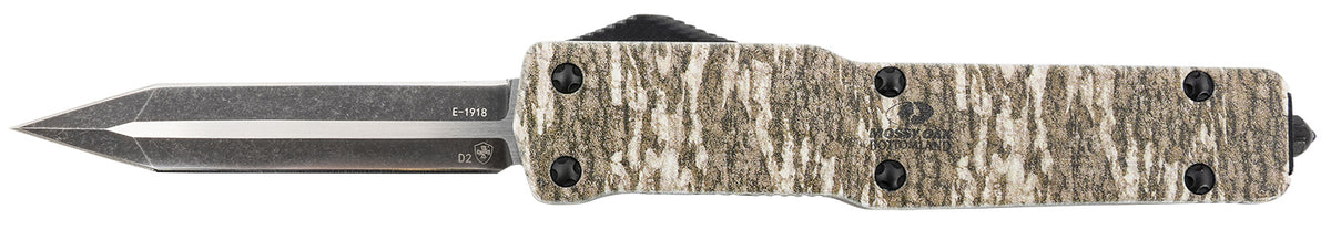 Templar Knife MZMOB121 Premium Weighted Slim 3.16" OTF Dagger Black Oxide D2 Steel Blade, 4.93" Mossy Oak Bottomland Aluminum Handle