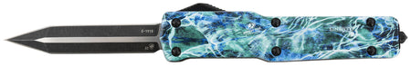 Templar Knife MZMOS121 Premium Weighted Slim 3.16" OTF Dagger Black Oxide D2 Steel Blade, 4.93" Mossy Oak Seafoam Aluminum Handle