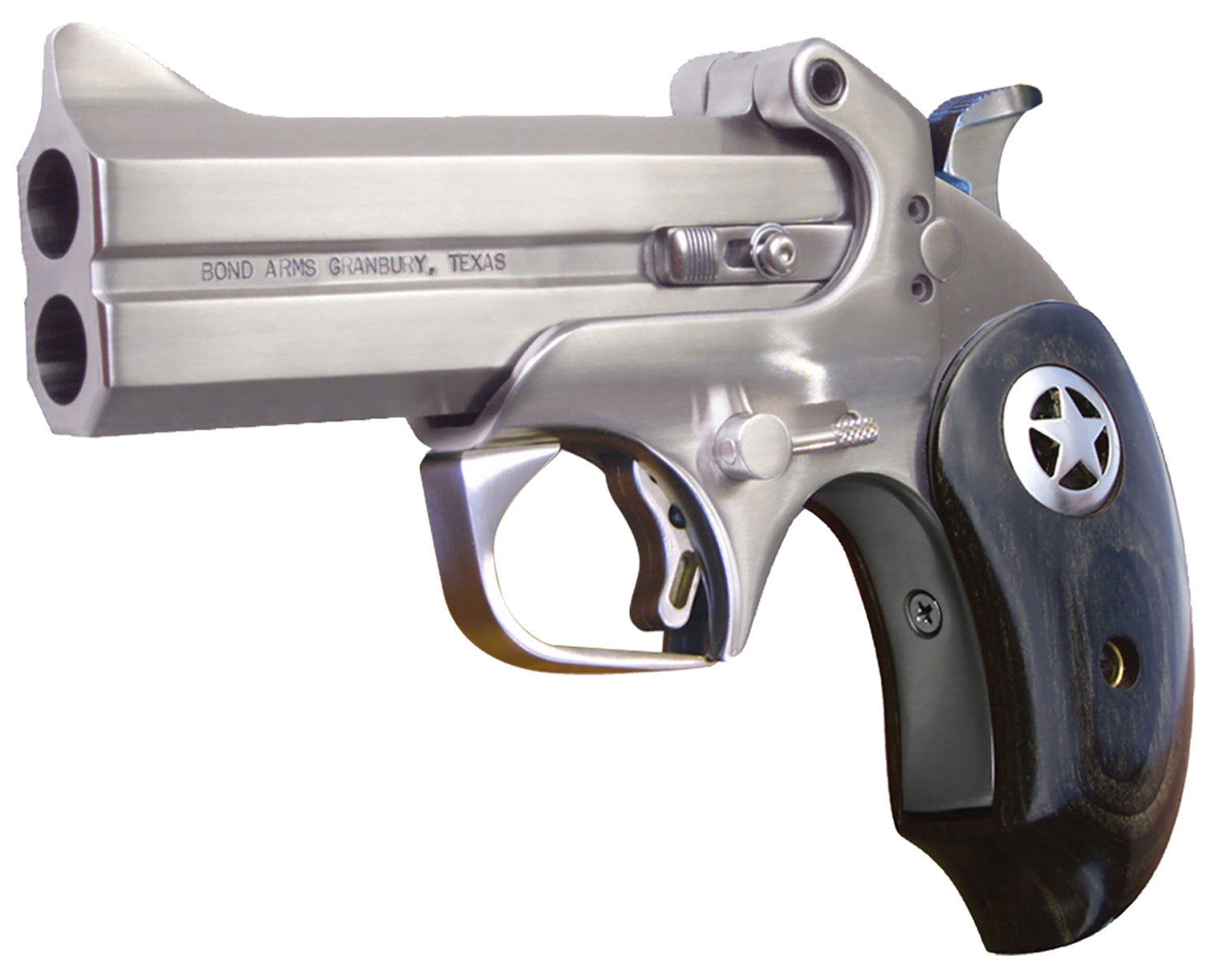 Bond Arms BARII Ranger II 38 Special,357 Mag 2rd 4.25" Stainless Barrels & Frame, Automatic Extractors & Rebounding Hammer, Blade Front/Fixed Rear Sights, Black Ash Grips w/Integrated Texas Ranger St