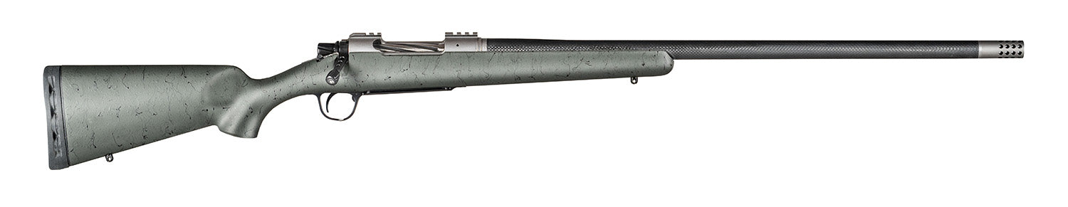 Christensen Arms 8010800202 Summit TI Full Size 300 PRC 3+1, 26" Natural Titanium Steel Threaded Barrel, Natural Titanium Aluminum Receiver, Green w/Black Webbing Fixed Sporter Stock
