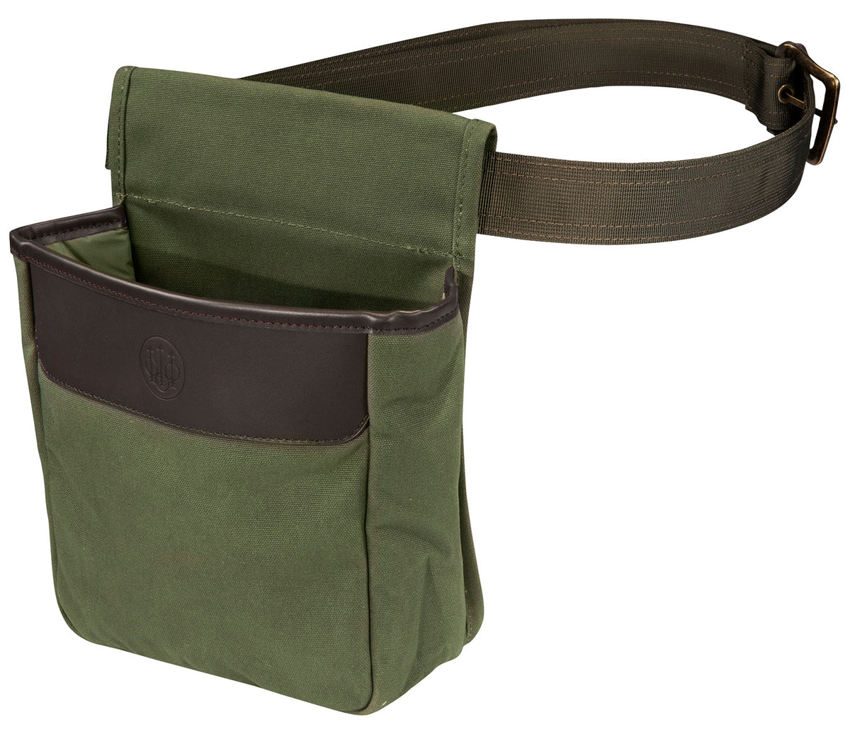 Beretta BS961020610076 Waxwear 50-Round Shell Pouch, Green Cotton with Leather Trim, Water-Resistant