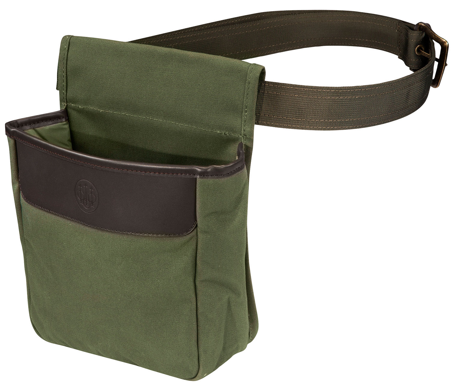 Beretta BS961020610076 Waxwear 50-Round Shell Pouch, Green Cotton with Leather Trim, Water-Resistant