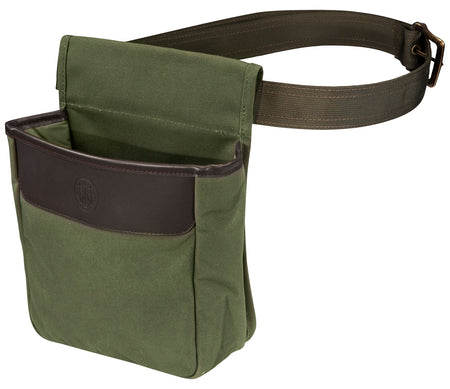 Beretta BS961020610076 Waxwear 50-Round Shell Pouch, Green Cotton with Leather Trim, Water-Resistant