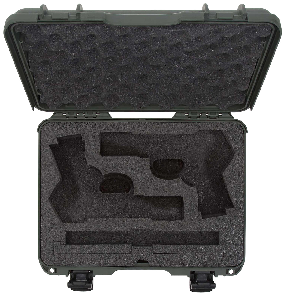 Nanuk 910 Classic 2 Up Pistol Case Olive Polymer with Latches and Closed-Cell Foam 13.20" x 9.20" x 4.10" Interior