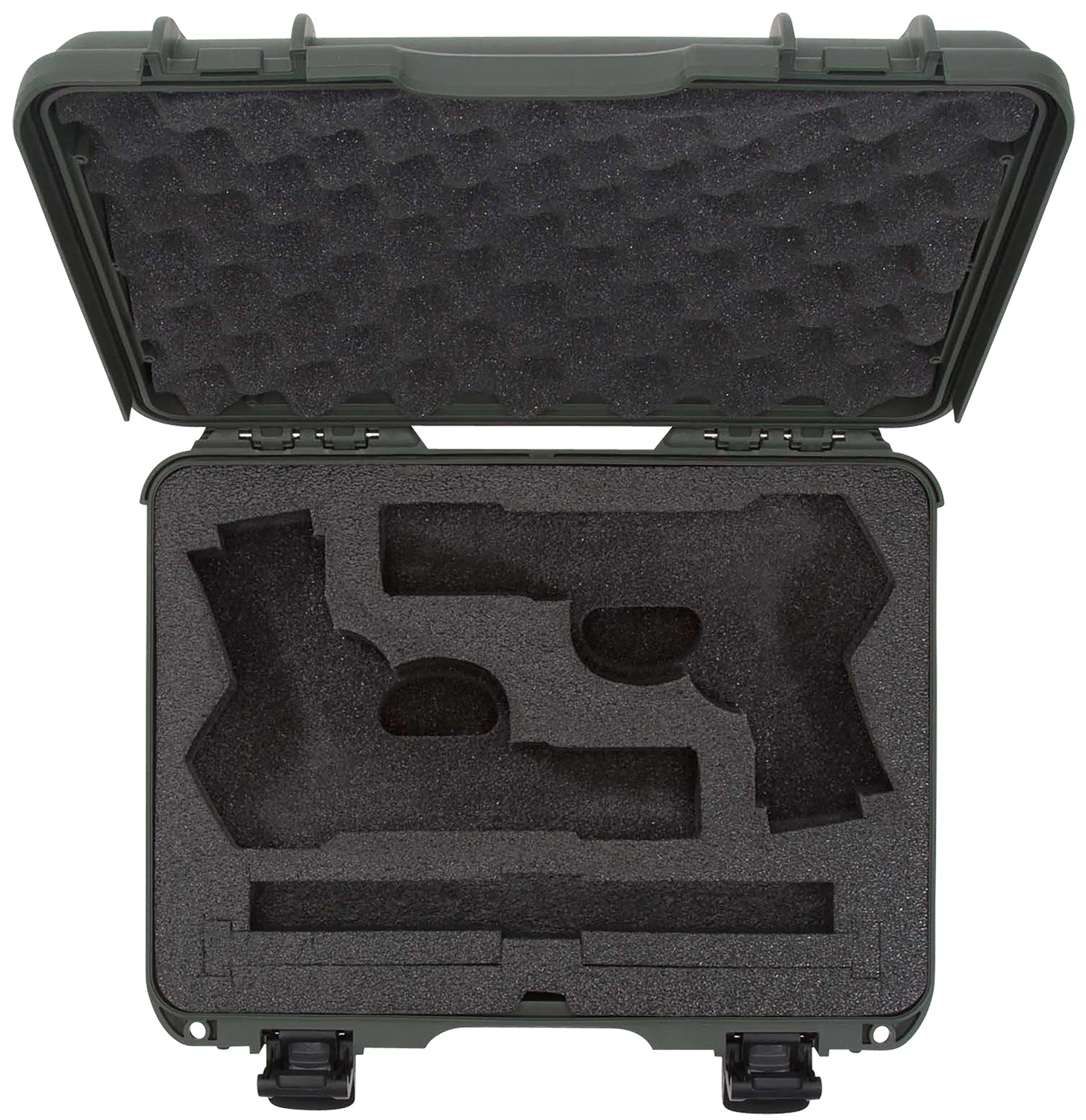 Nanuk 910 Classic 2 Up Pistol Case Olive Polymer with Latches and Closed-Cell Foam 13.20" x 9.20" x 4.10" Interior