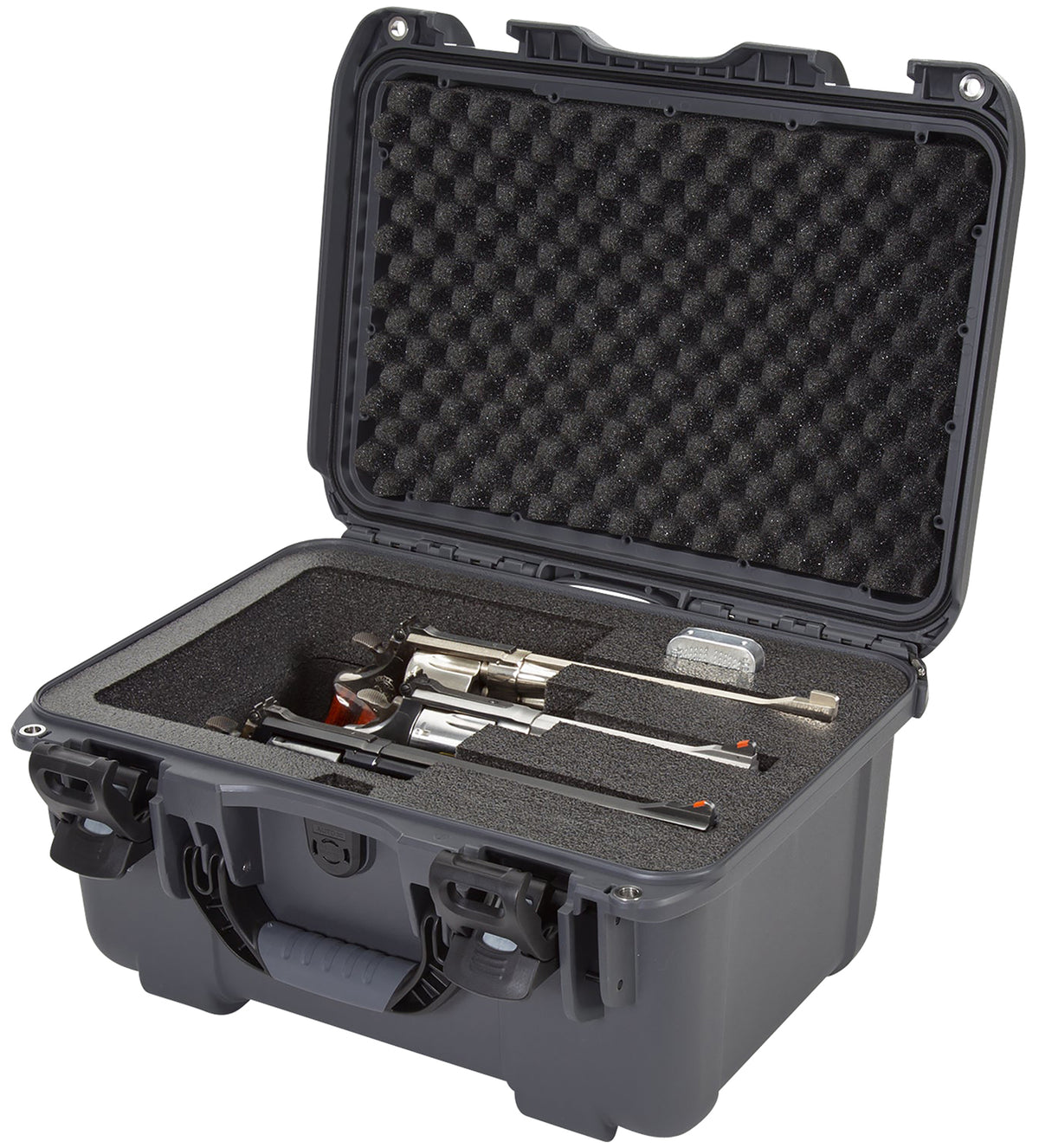 Nanuk 918 3 Up Revolver Case Graphite Polymer with Foam Padding and Latches 14.90" x 9.80" x 8.60" Interior