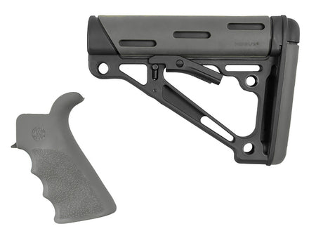 Hogue 15556 OverMolded Collapsible Buttstock & Grip for AR-15/M16 Mil-Spec Tube - Slate Gray