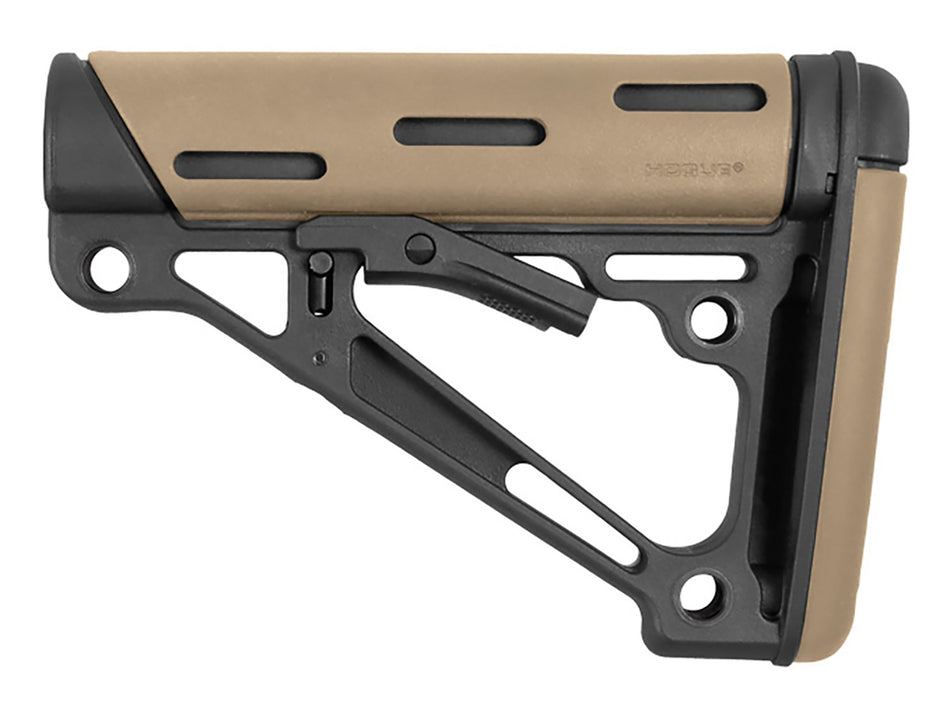 Hogue 15340 OverMolded Collapsible Buttstock for AR-15/M16/M4 Mil-Spec Tube - FDE Rubber