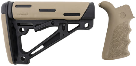 Hogue 15356 OverMolded Collapsible Buttstock & FDE Grip for AR-15/M16 Mil-Spec Tube