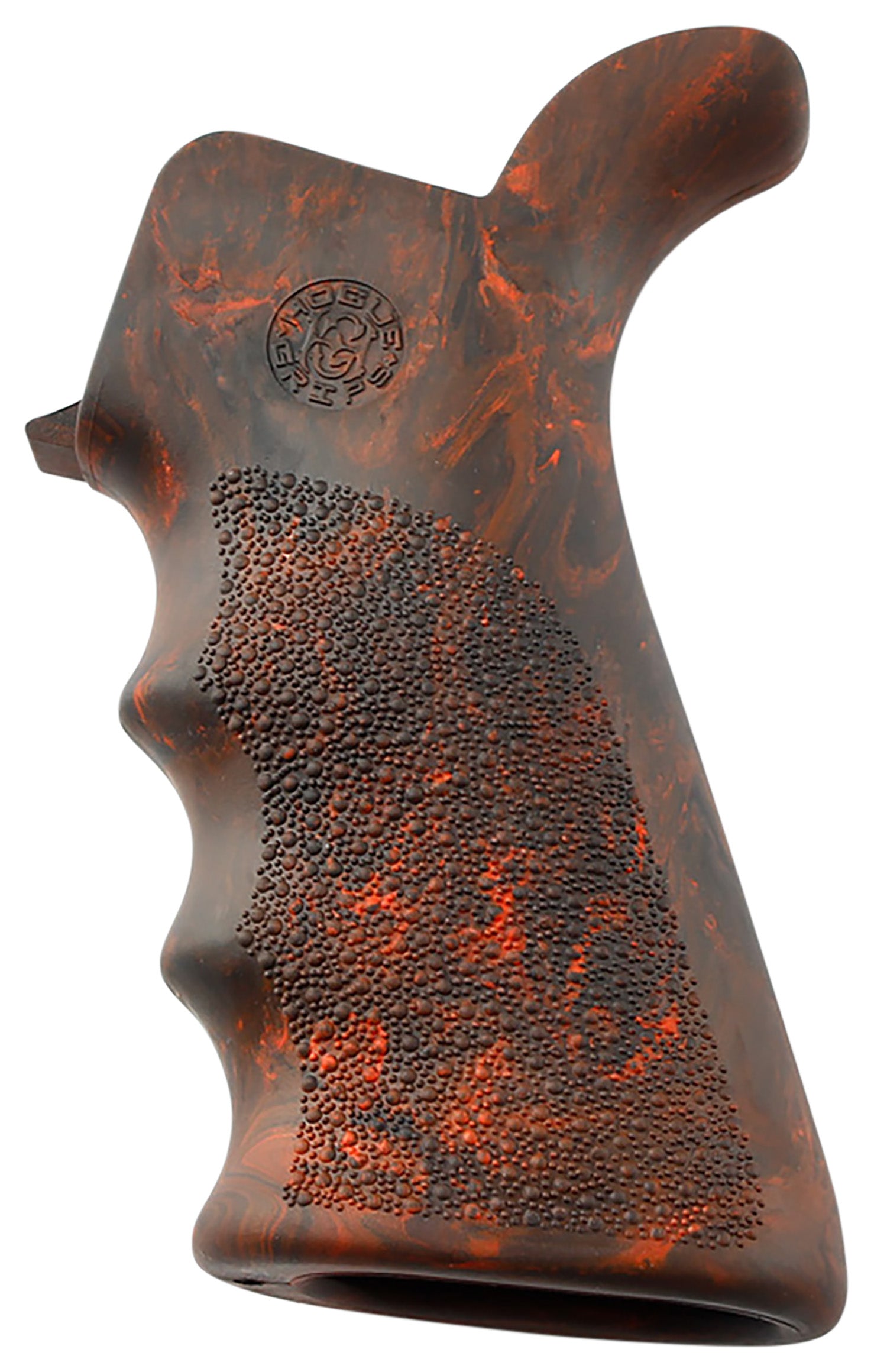 Hogue 15421 OverMolded Beavertail Rubber Grip Red Lava Cobblestone with Finger Grooves for AR-15, M16