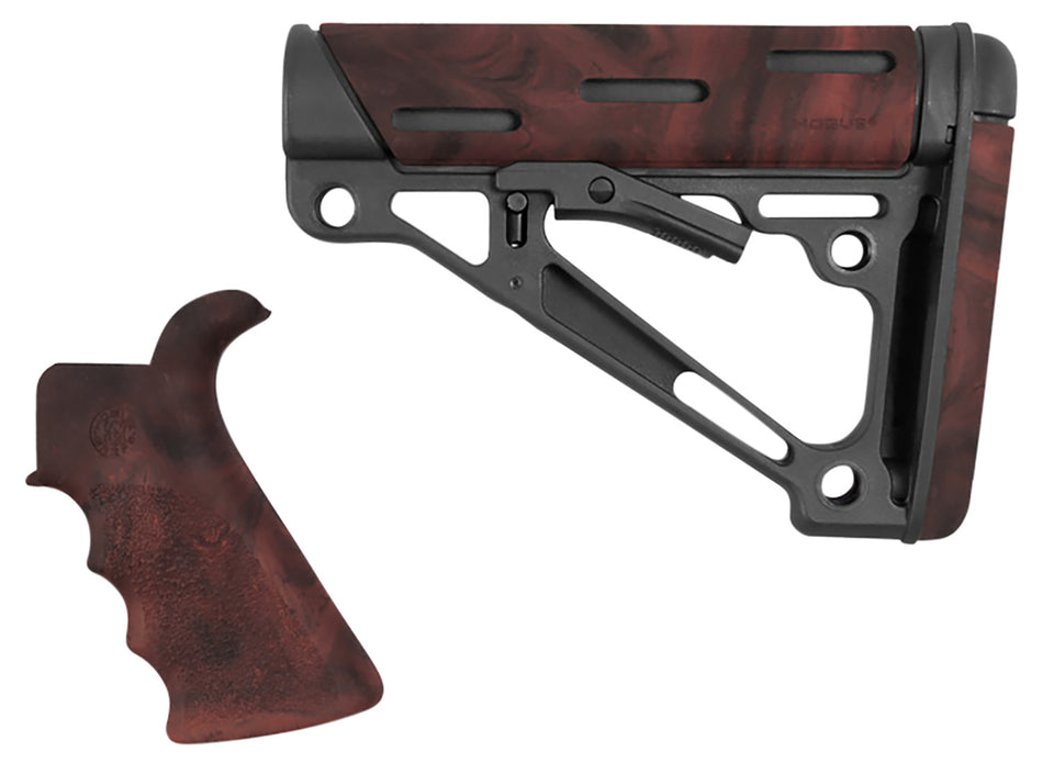 Hogue 15456 OverMolded Collapsible Buttstock & Red Lava Grip for AR-15/M16 Mil-Spec Tube