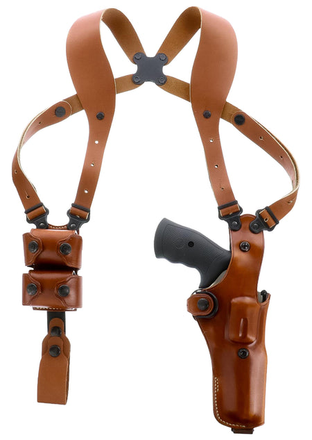 Galco VHS 4.0 Shoulder Holster System Vertical Ambidextrous Tan Leather Fits S&W L Frame Model 686 4" Barrel