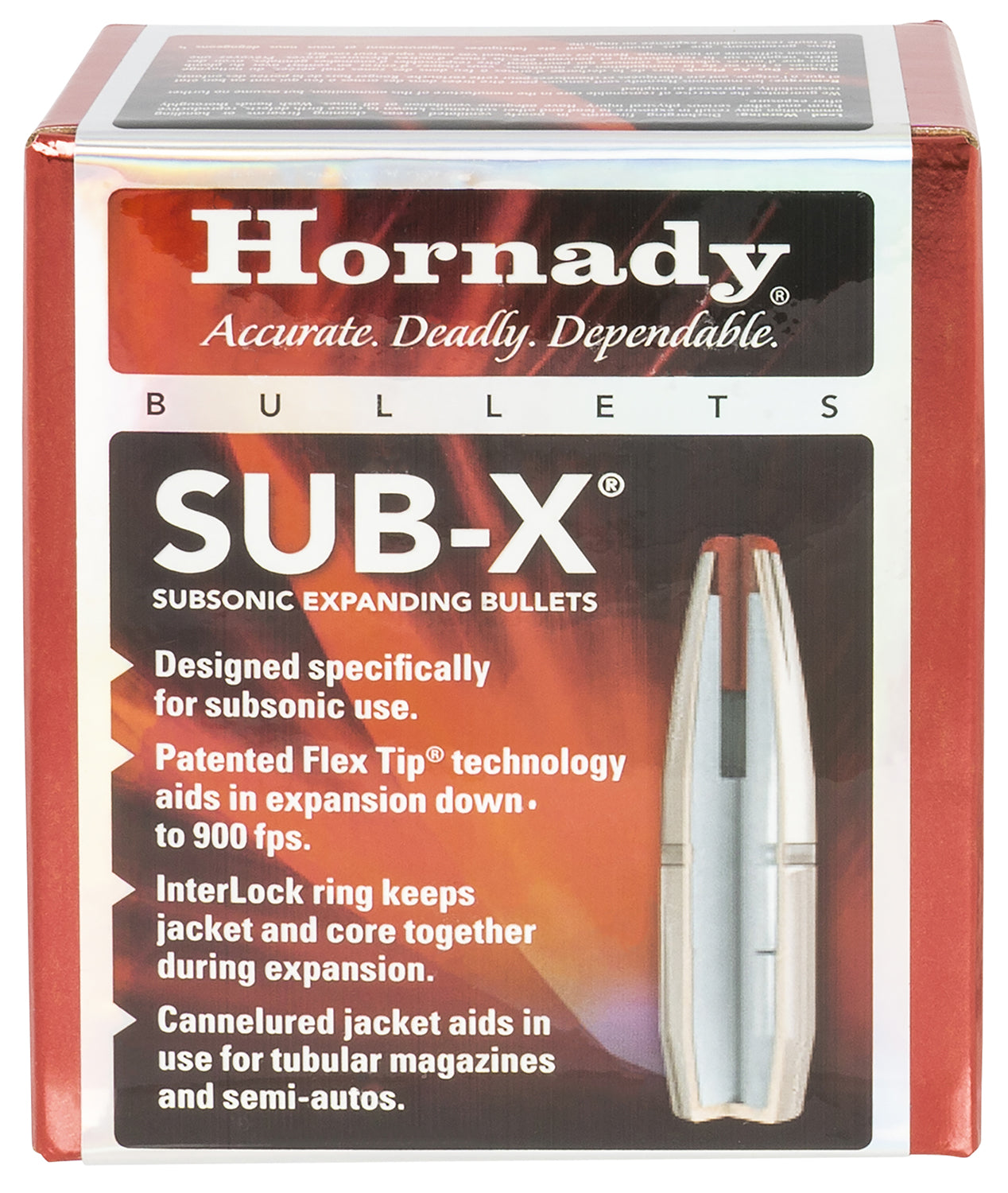 Hornady Sub-X 30 Cal 175gr Flex Tip Subsonic eXpanding Reloading Bullets Box of 100