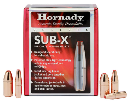 Hornady Sub-X 35 Cal 250gr Flex Tip Subsonic eXpanding Reloading Bullets Box of 100