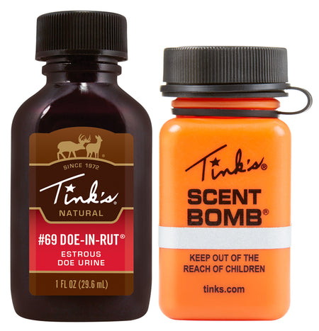 Tinks #69 Doe-In-Rut Deer Attractant Value Pack 1 oz Squeeze Bottle with Scent Bomb