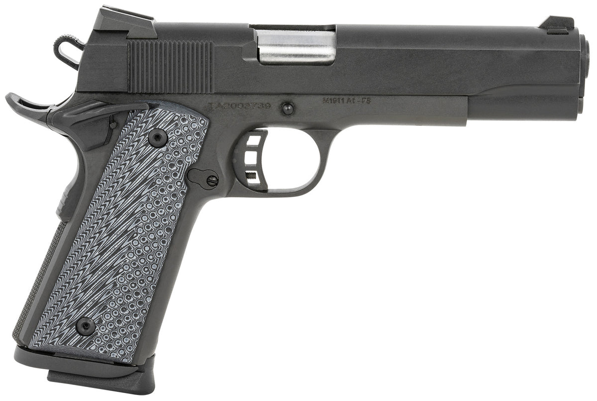 Taylors & Company 230058 Armscor 1911 Tactical Full Size 9mm Luger 8+1, 5" Stainless Steel Barrel, Black Parkerized Serrated Slide, Black Parkerized Steel Frame w/Beavertail, Gray G10 Grip