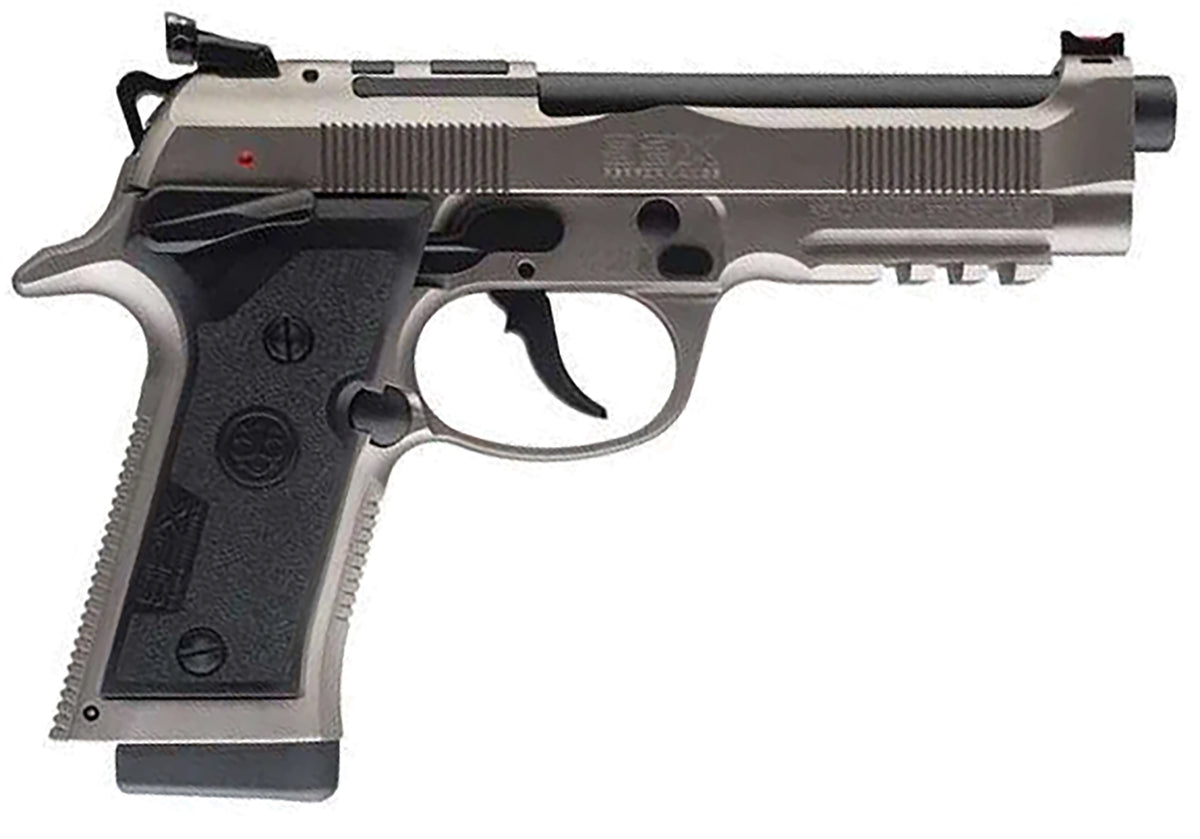 Beretta USA J92XPCO21 92X PCO Full Size Frame 9mm Luger 15+1 4.90" Black Barrel, Gray Nistan Optic Ready/Serrated Steel Slide & Frame w/Beavertail & Picatinny Rail