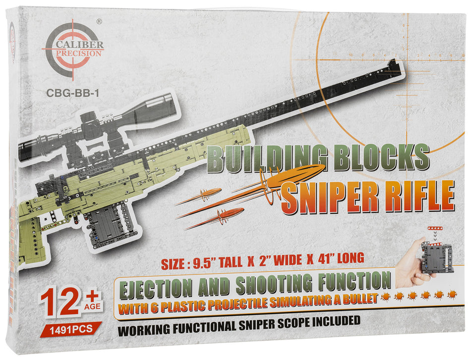 Caliber Gourmet CGBBB1 Sniper Rifle Building Blocks Kit 1491 Pieces Black/Green Plastic 41"
