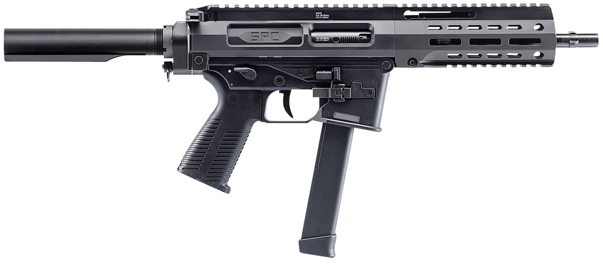 B&T Firearms 500003ABG SPC9 9mm Luger 33+1 9.10", Black, Buffer Tube Stock, Polymer Grip (Glock Mag Compatible)