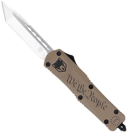 CobraTec FS-3 We The People Small OTF Tanto Knife 2.75" D2 Steel Blade Tan Cerakoted Aluminum Handle