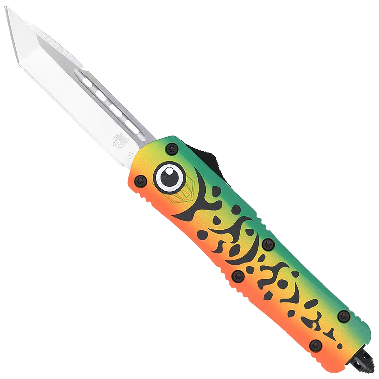 CobraTec FS-3 Fishing Lure Medium OTF Tanto Knife 3" Satin D2 Steel Blade Green Cerakoted Aluminum Handle