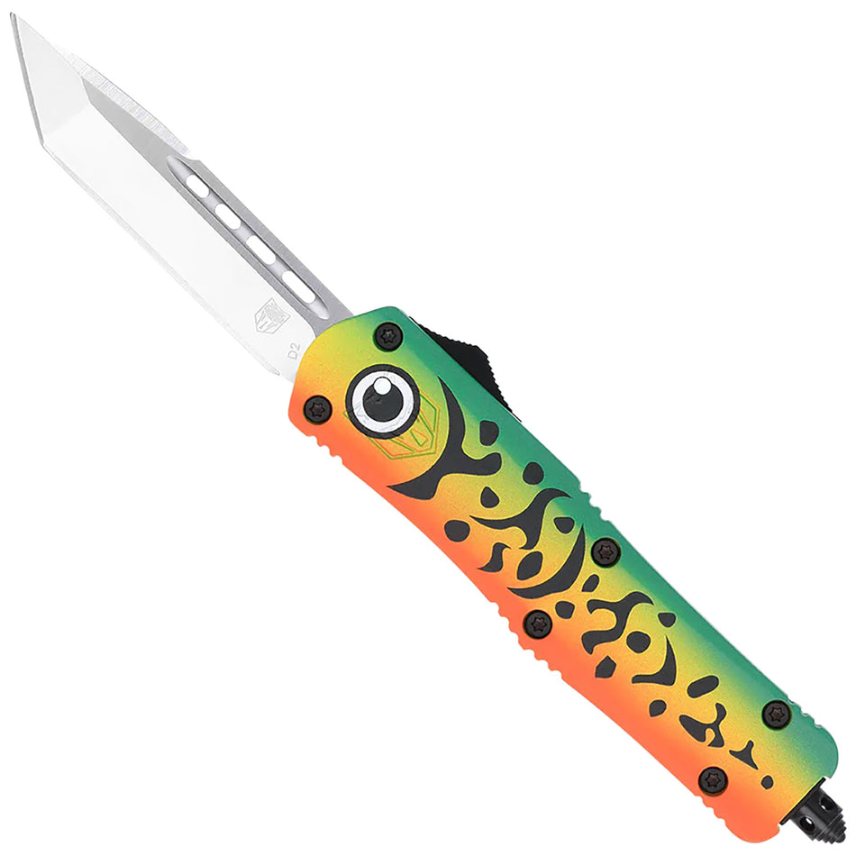 CobraTec FS-3 Fishing Lure Medium OTF Tanto Knife 3" Satin D2 Steel Blade Green Cerakoted Aluminum Handle