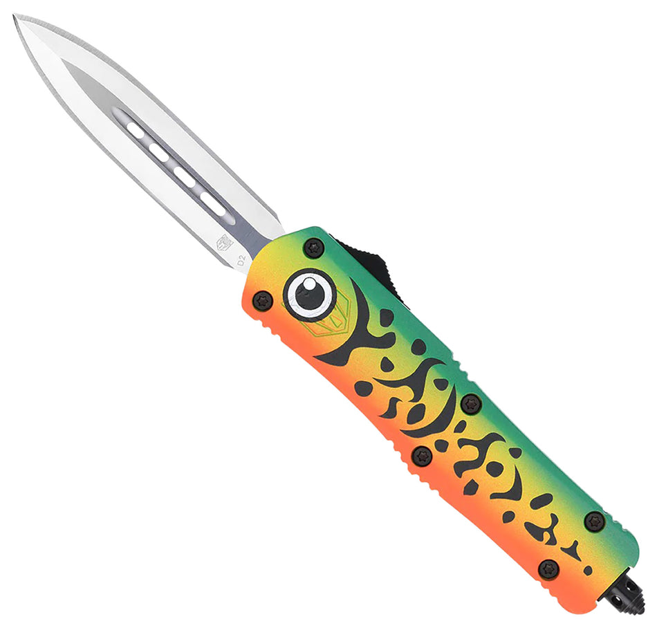 CobraTec FS-3 Fishing Lure Medium OTF Dagger Knife 3" Satin D2 Steel Blade Green Cerakoted Aluminum Handle