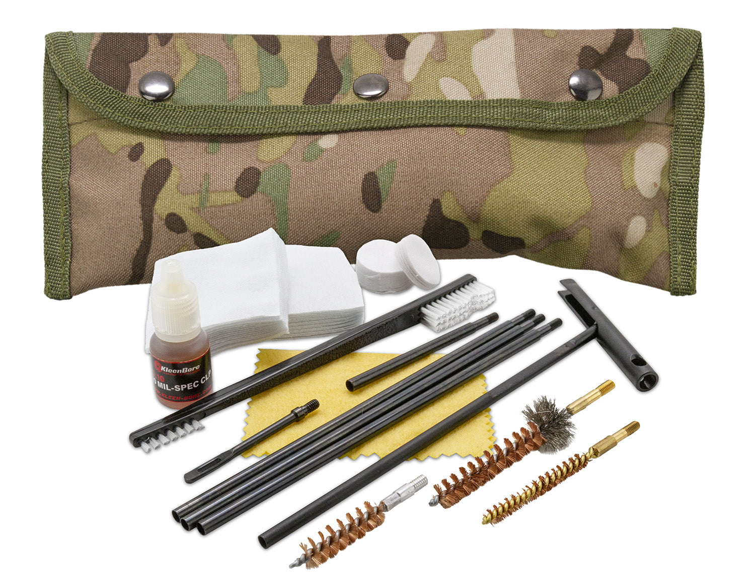 KleenBore POU303MC Modular Multi-Caliber Cleaning Kit Multi-Cam Case Handgun/Rifle