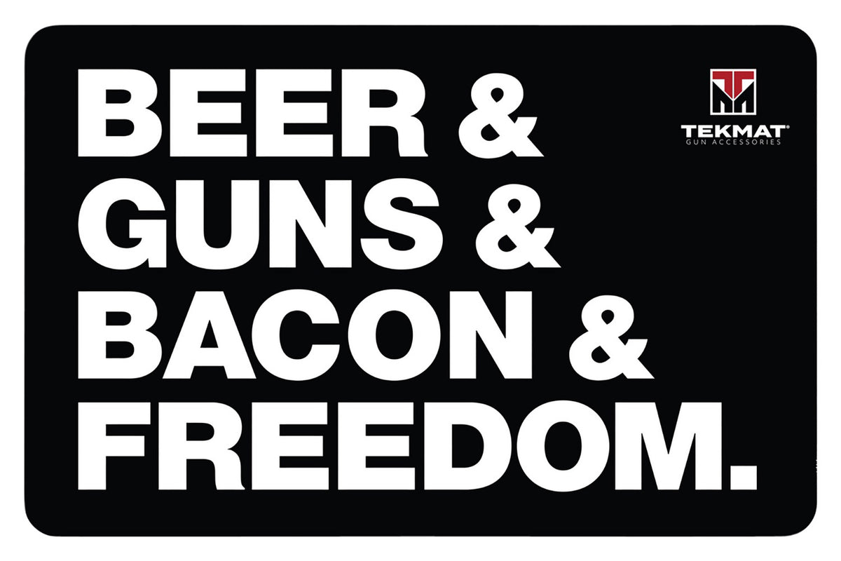TekMat "Beer & Guns & Bacon & Freedom" Cleaning Mat 11"x17" Black/White Rubber