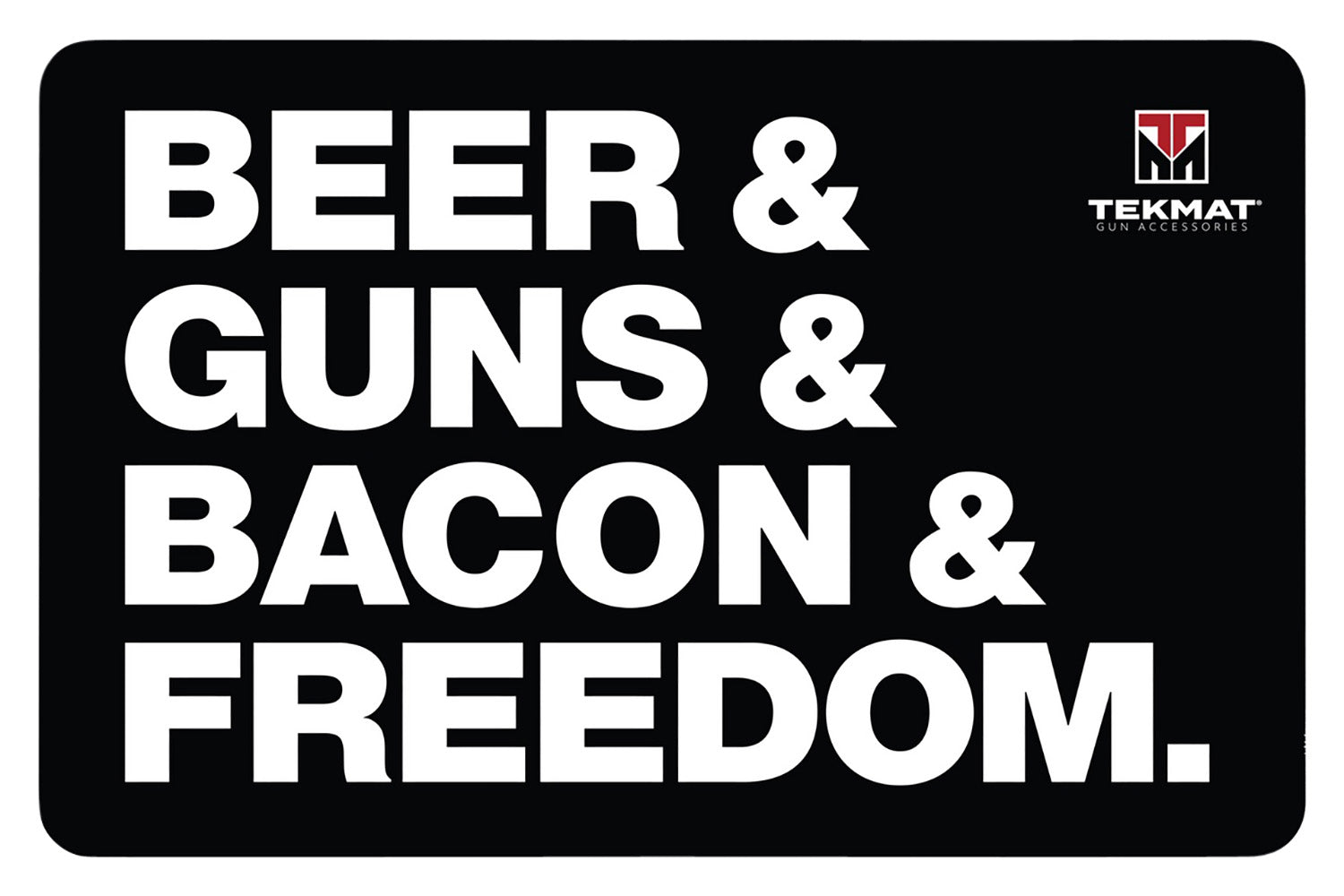 TekMat "Beer & Guns & Bacon & Freedom" Cleaning Mat 11"x17" Black/White Rubber