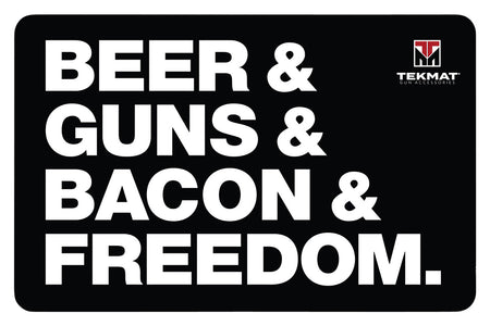 TekMat "Beer & Guns & Bacon & Freedom" Cleaning Mat 11"x17" Black/White Rubber