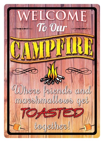 Rivers Edge 12"x17" Welcome to Our Campfire Embossed Tin Sign
