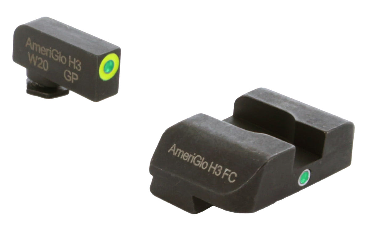 AmeriGlo GL301 i-Dot Tritium Night Sight Set for Glock – Green Tritium LumiGreen Outline Front, Green Tritium Rear
