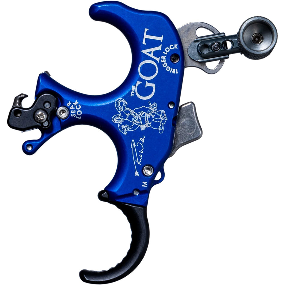 Tru Ball GOAT 3 Finger Bow Release - Blue/QuickSilver Medium