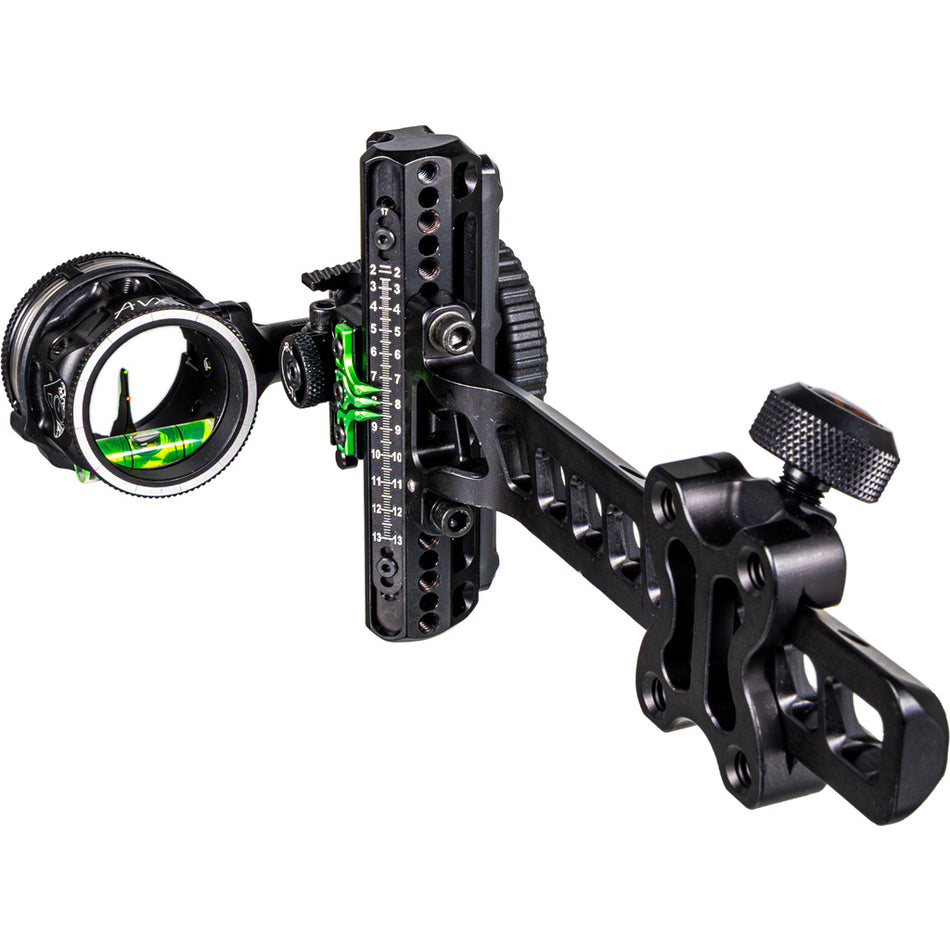 Axcel Driver Plus Slider Bow Sight with AVX-31 Scope Stealth BH .019 Green Red Ranger 2-Pin RH