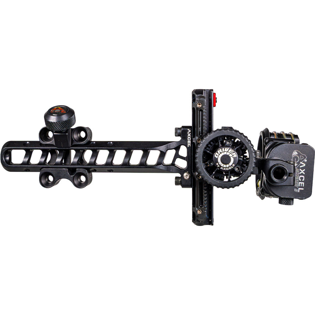 Axcel Driver Slider Bow Sight with Accustat II Scope Stealth BH .010 3-Pin Micro Adjust RH