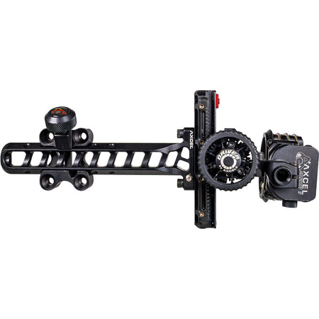 Axcel Driver Slider Bow Sight with Accustat II Scope Stealth BH .010 3-Pin Micro Adjust RH