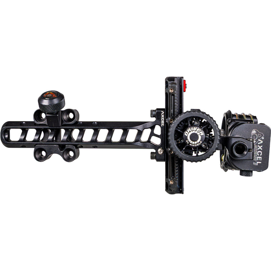 Axcel Driver Slider Bow Sight with Accustat II Scope Stealth BH .010 3-Pin Micro Adjust RH