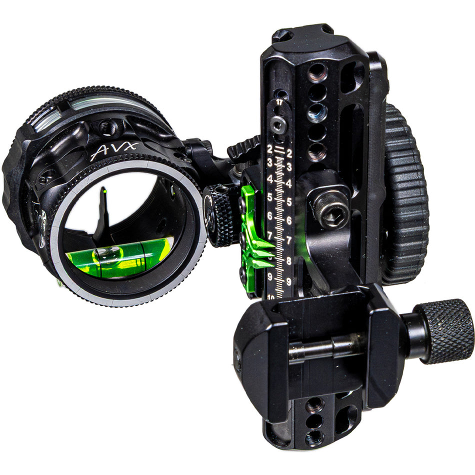 Axcel Driver Plus Slider Bow Sight with AVX-31 Scope Stealth BH Picatinny .019 Green Single Pin RH