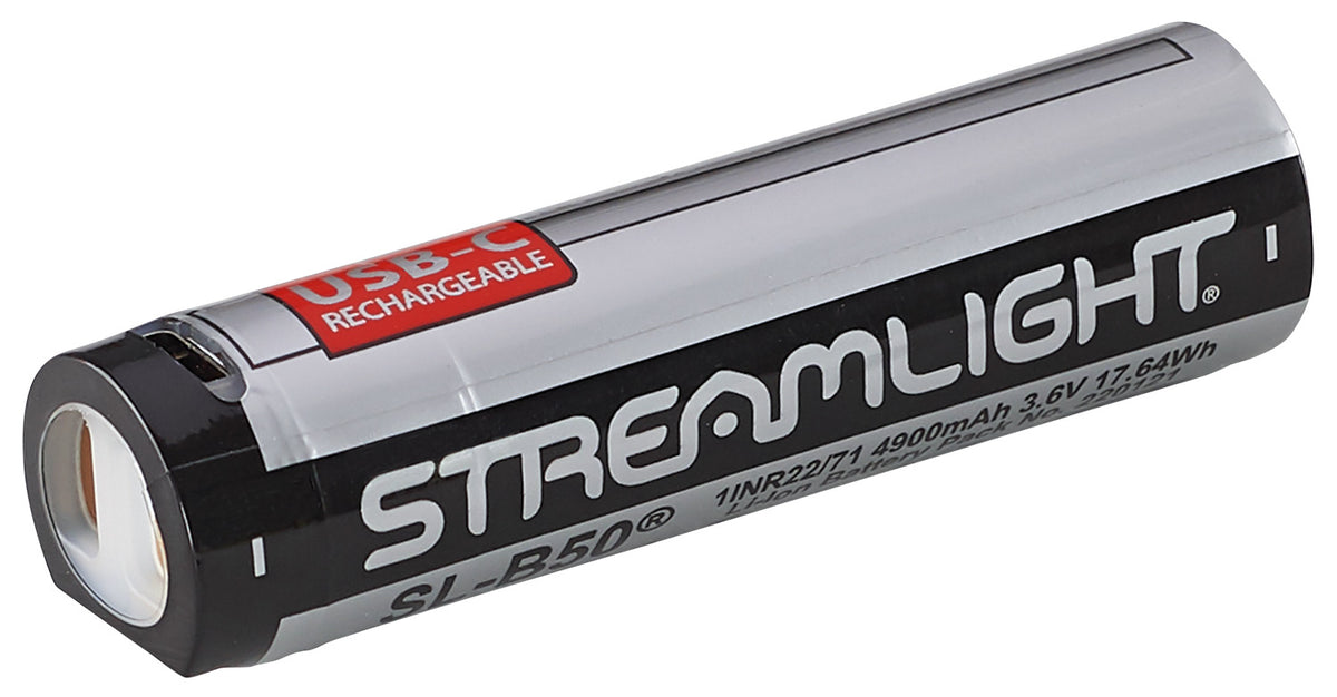 Streamlight 22111 SL-B50 Rechargeable Li-Ion Battery Pack 3.6V 4900mAh with USB-C, Single Pack