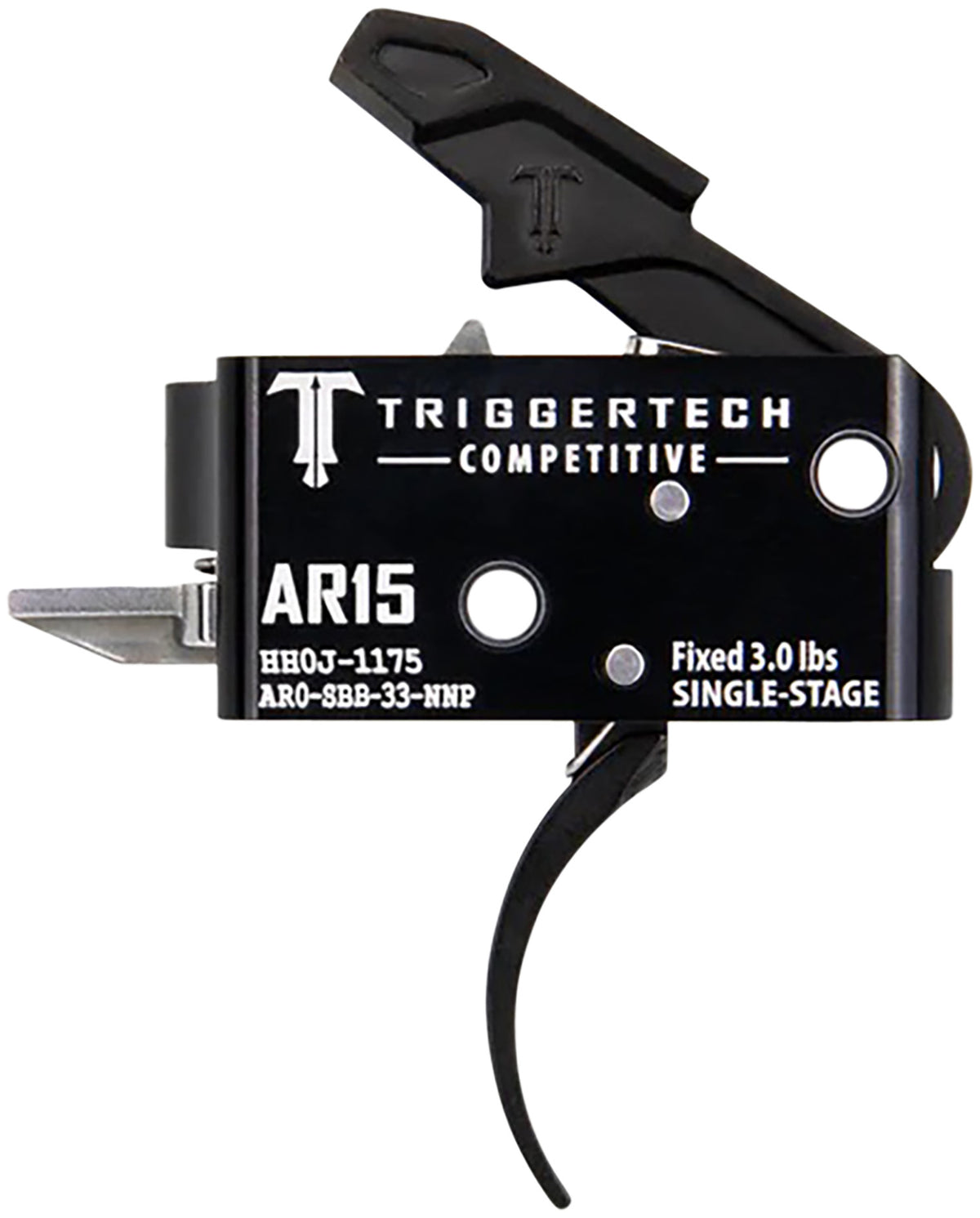 TriggerTech AR0SBB33NNP Competitive Pro Curved Single-Stage Trigger, 3 lbs Fixed for AR-15