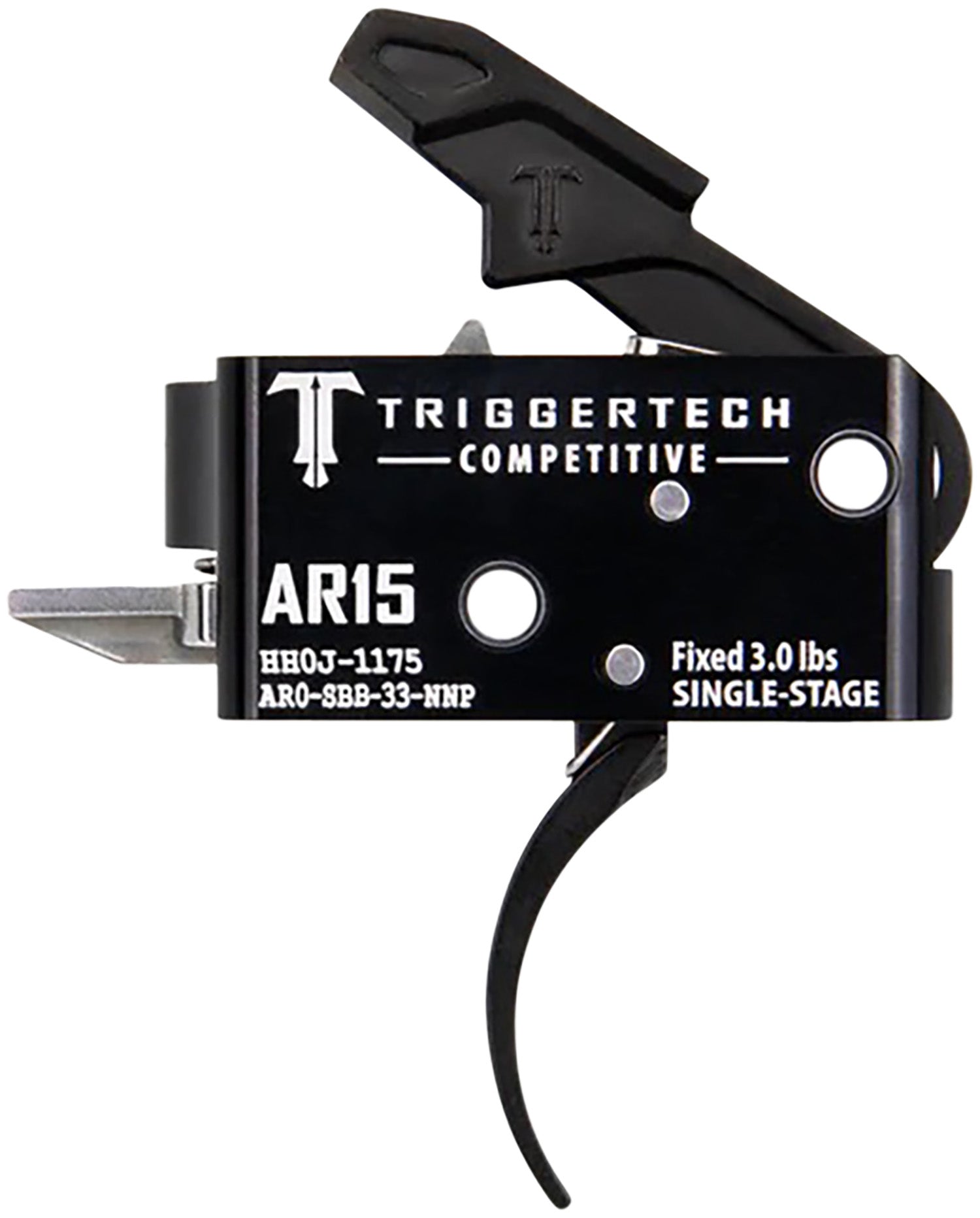 TriggerTech AR0SBB33NNP Competitive Pro Curved Single-Stage Trigger, 3 lbs Fixed for AR-15