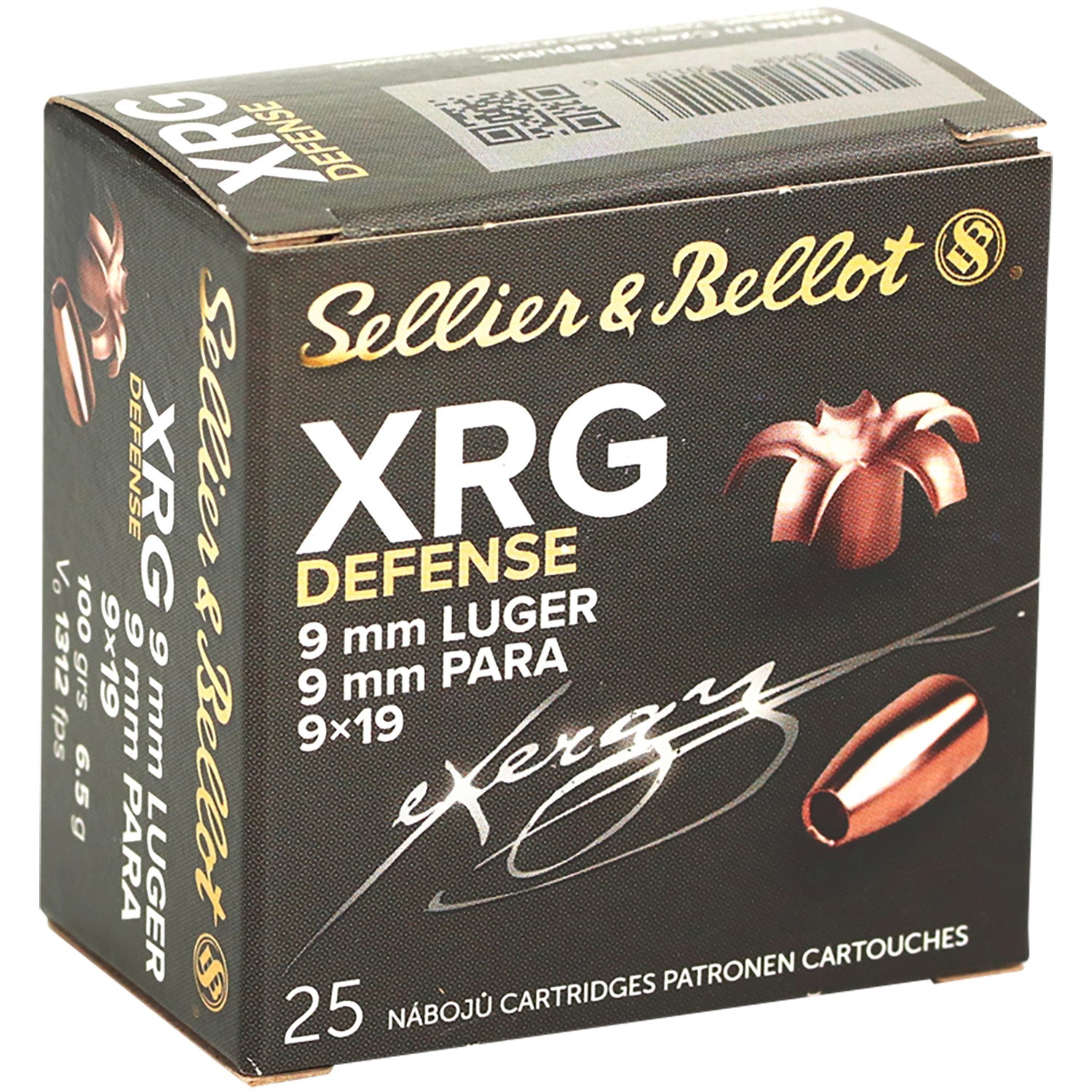 Sellier & Bellot (S&B) SB9XA XRG Solid Copper Hollow Point  100 Grain 9mm Luger/Parabellum
