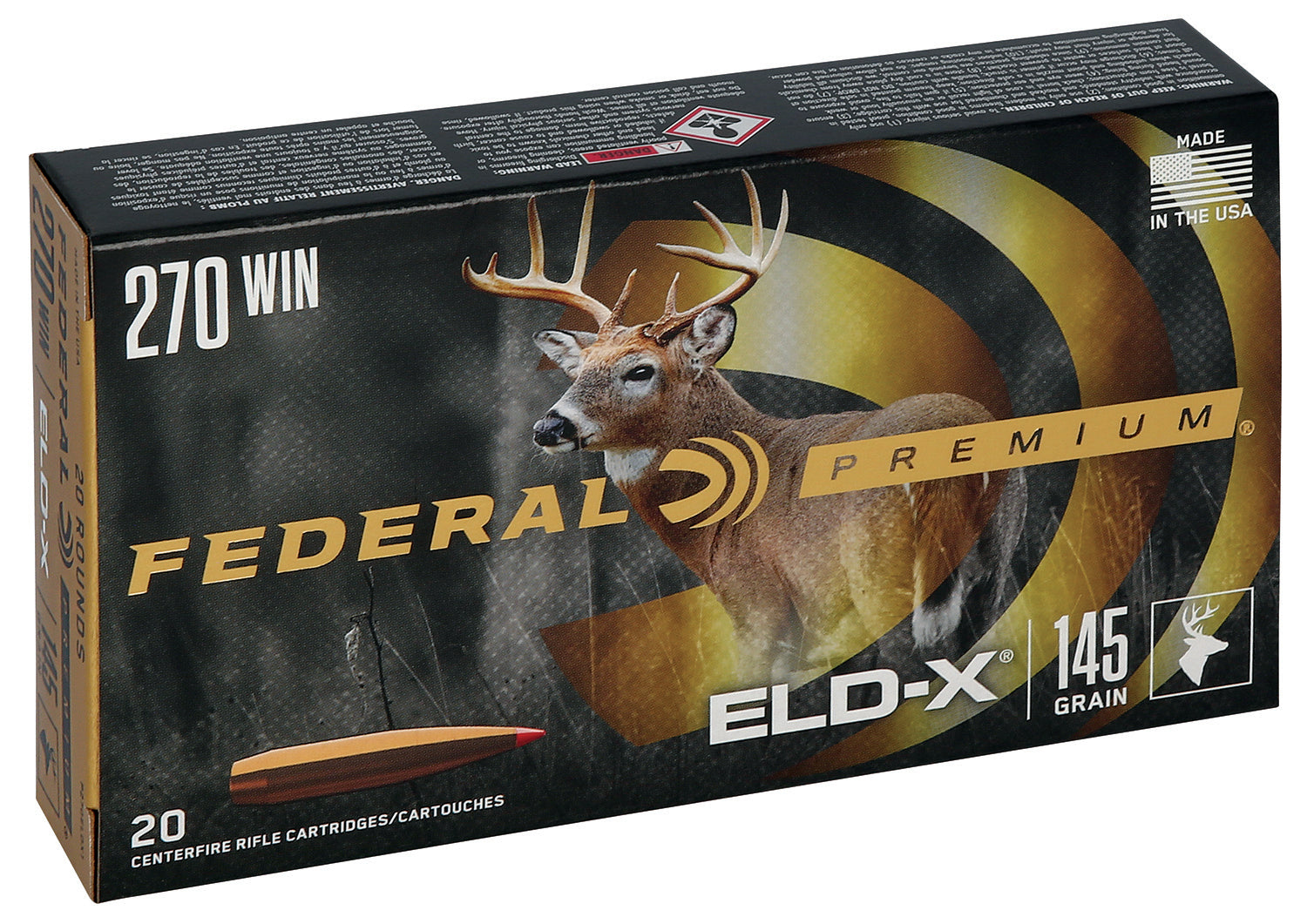 Federal P270ELDX1 Premium ELD-X Extremely Low Drag-eXpanding  145 Grain .270 Winchester