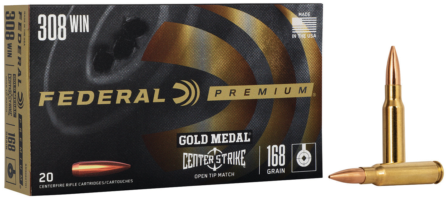 Federal GM308OTM1 Premium Gold Medal Open Tip Match OTM 168 Grain .308 Win / 7.62x51mm