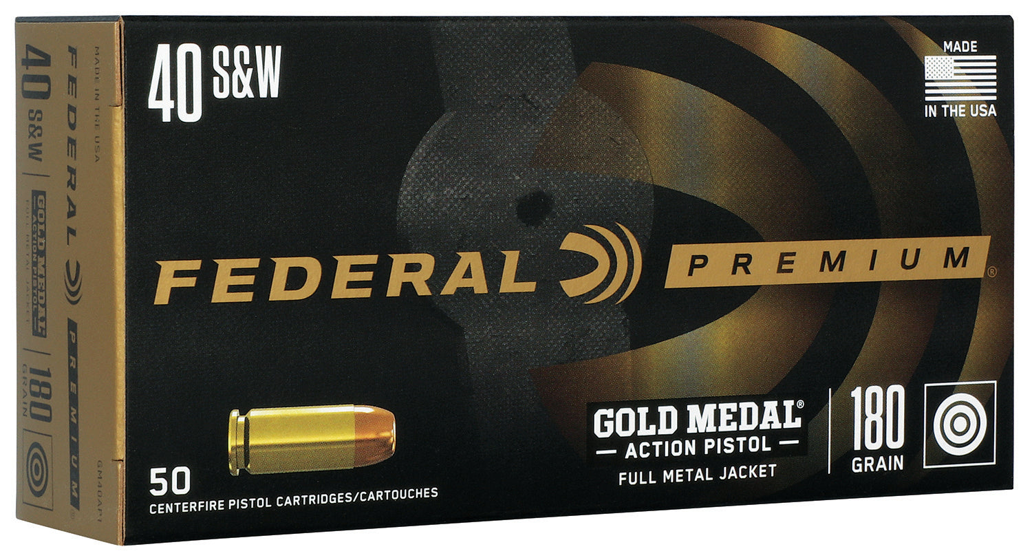 Federal GM40AP1 Gold Medal Full Metal Jacket FMJ 180 Grain .40 S&W